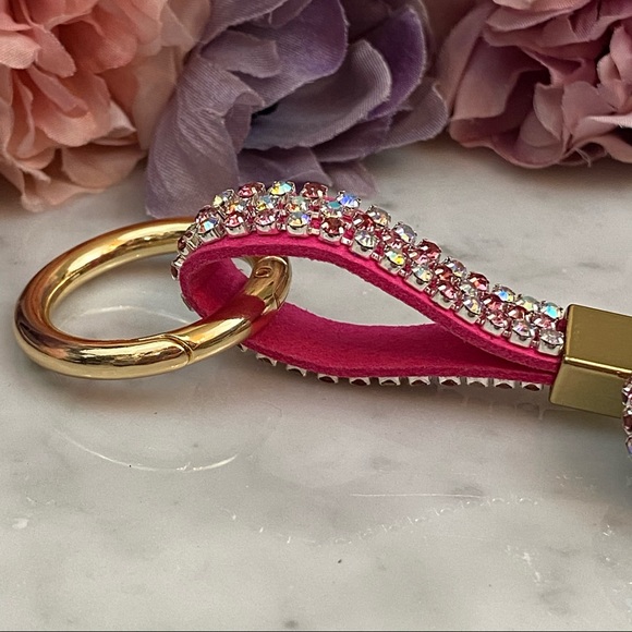 Chic Multicolor Pink Crystal & Leather Mickey Mouse Keychain - Picture 10 of 14